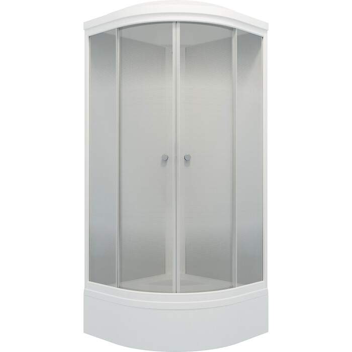 Душевая кабина "Лайт В" 1/4 круга,Градиент белый, сред.поддон 90х90 + ДН4(7мест + сифон D50мм)