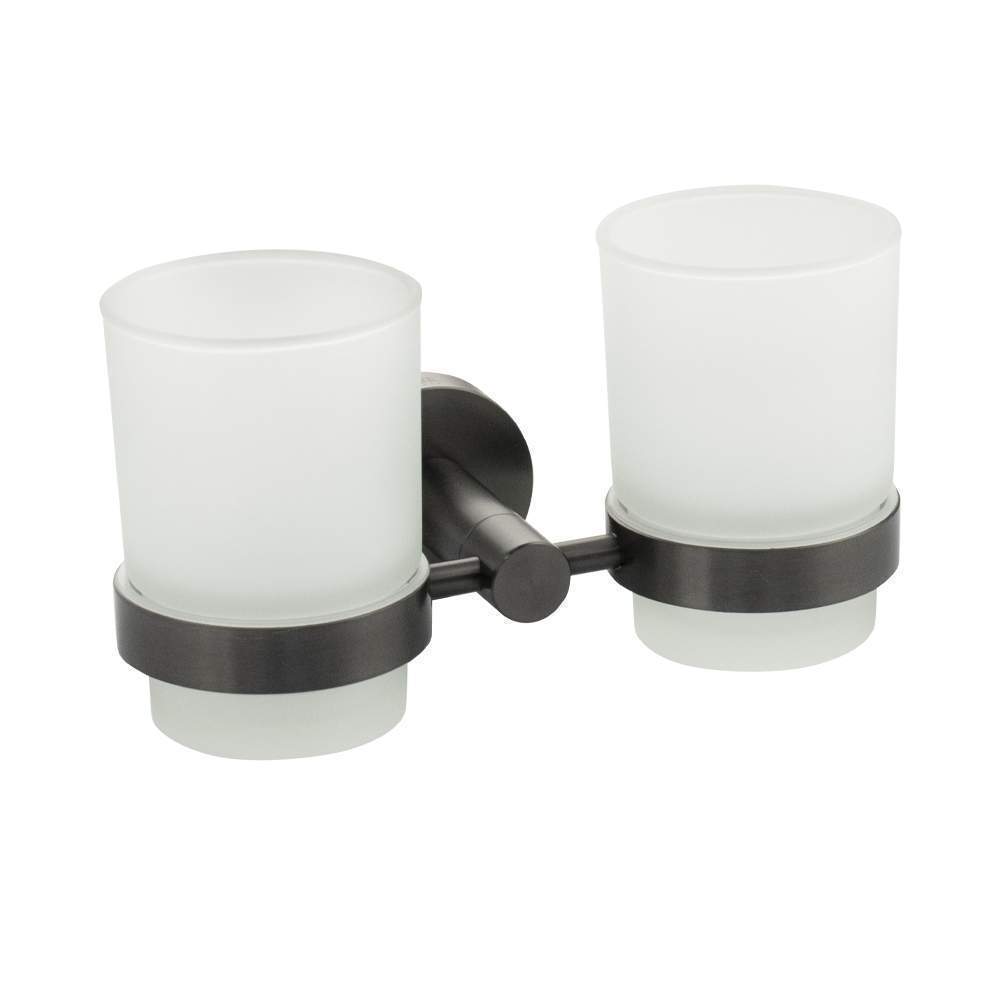 *Стакан + стакан стеклянный GFmark с креплением к стене Графит 78160