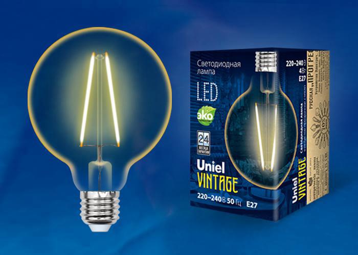 Лампа Uniel LED-G80-4W/Golden/E27 GLV21GO  Vintage  UL-00000903