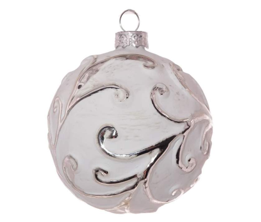 REMECO COLLECTION Игрушка елочная Шар 719656 Винтаж белый/серебро матовый стекло 8см