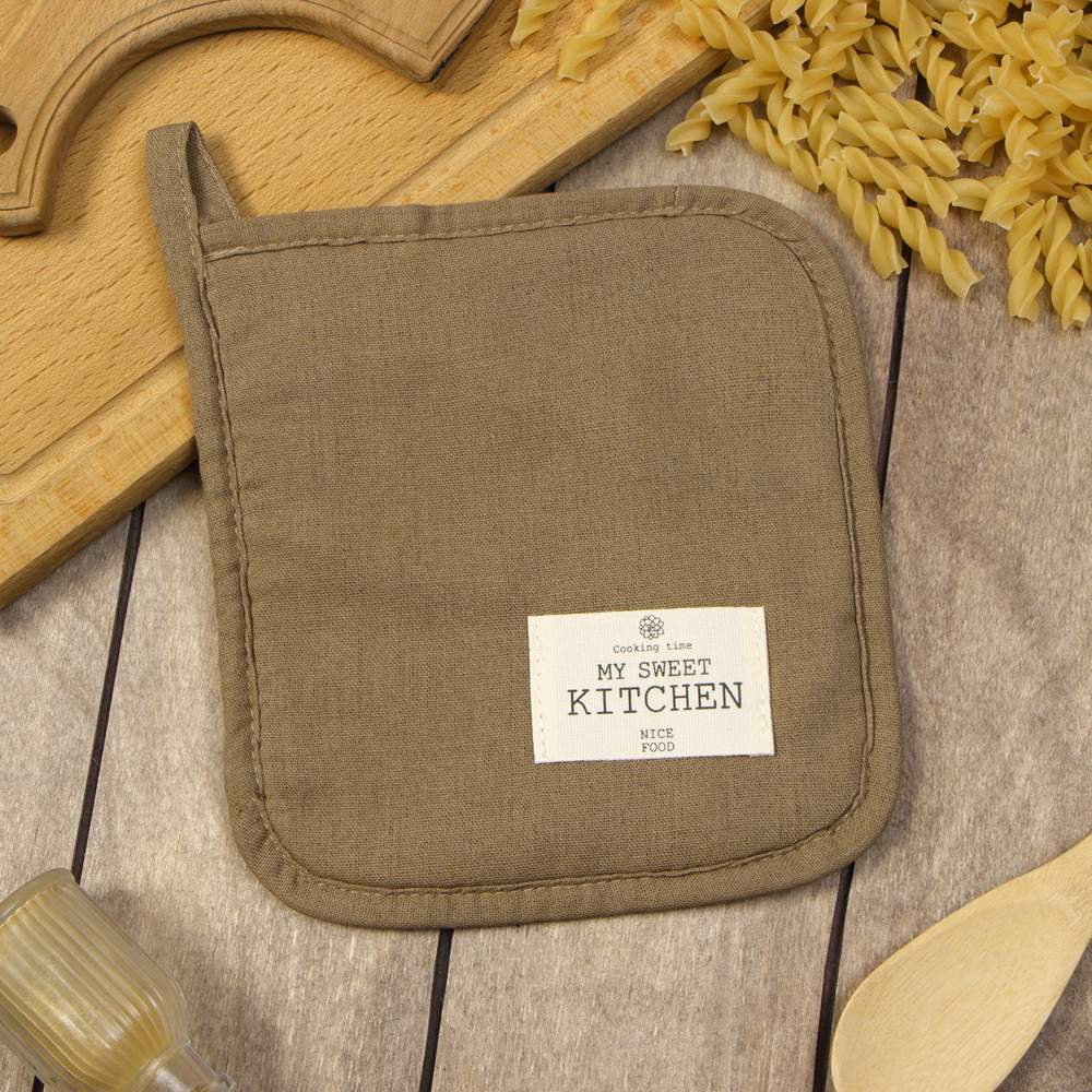 ЭТЕЛЬ Eco Прихватка 19х19см оливковый 70% хлопок,30% лен 250г/м2 9631113