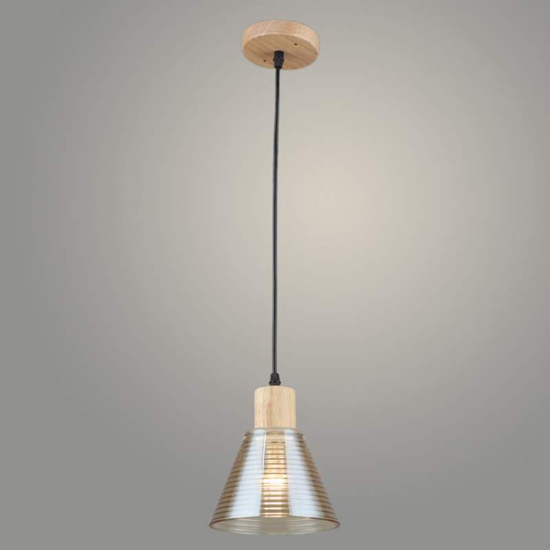 Подвес N5870/1HQ SMK+WOOD дымчатый 1х40W Е27 d150 h800, QH23