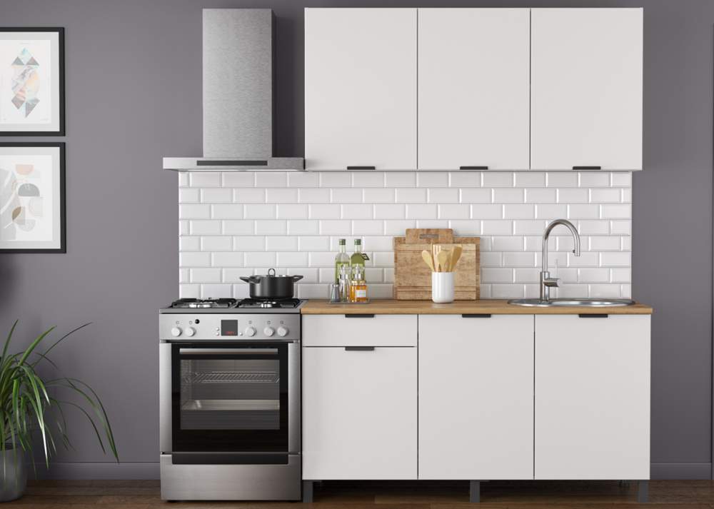 Кухня Венера(1500) (белый/столеш.дуб вотан/двпо белый)