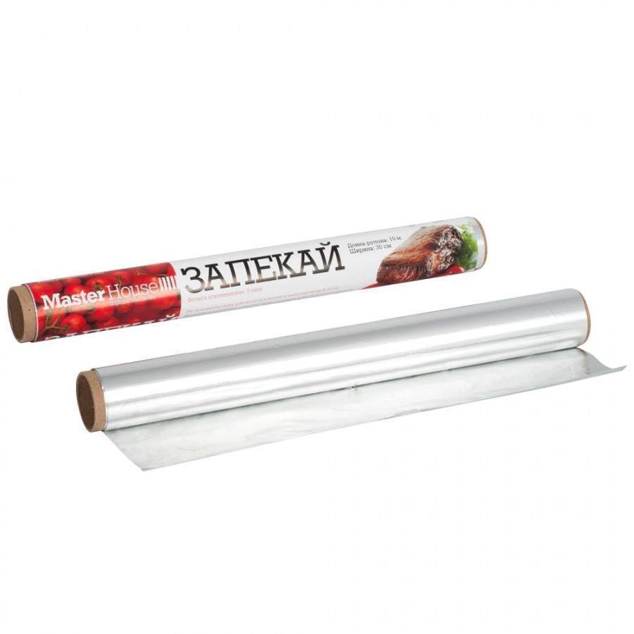 MASTERHOUSE Фольга алюминиевая пищевая 9мк 30см*10м Запекай 60208   