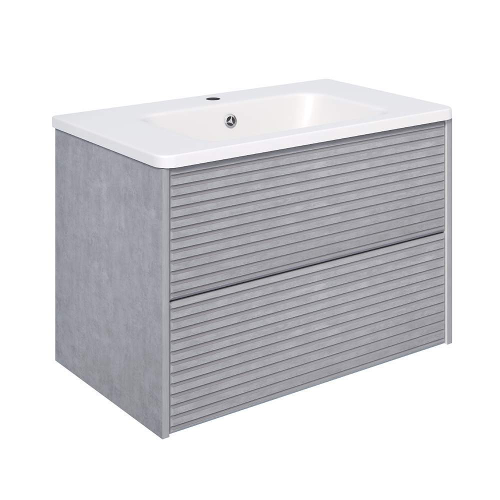 Тумба Parma  2ящ.подвес.дымч. + раковина Палермо 80см белый/Florentina 2080GRPAR