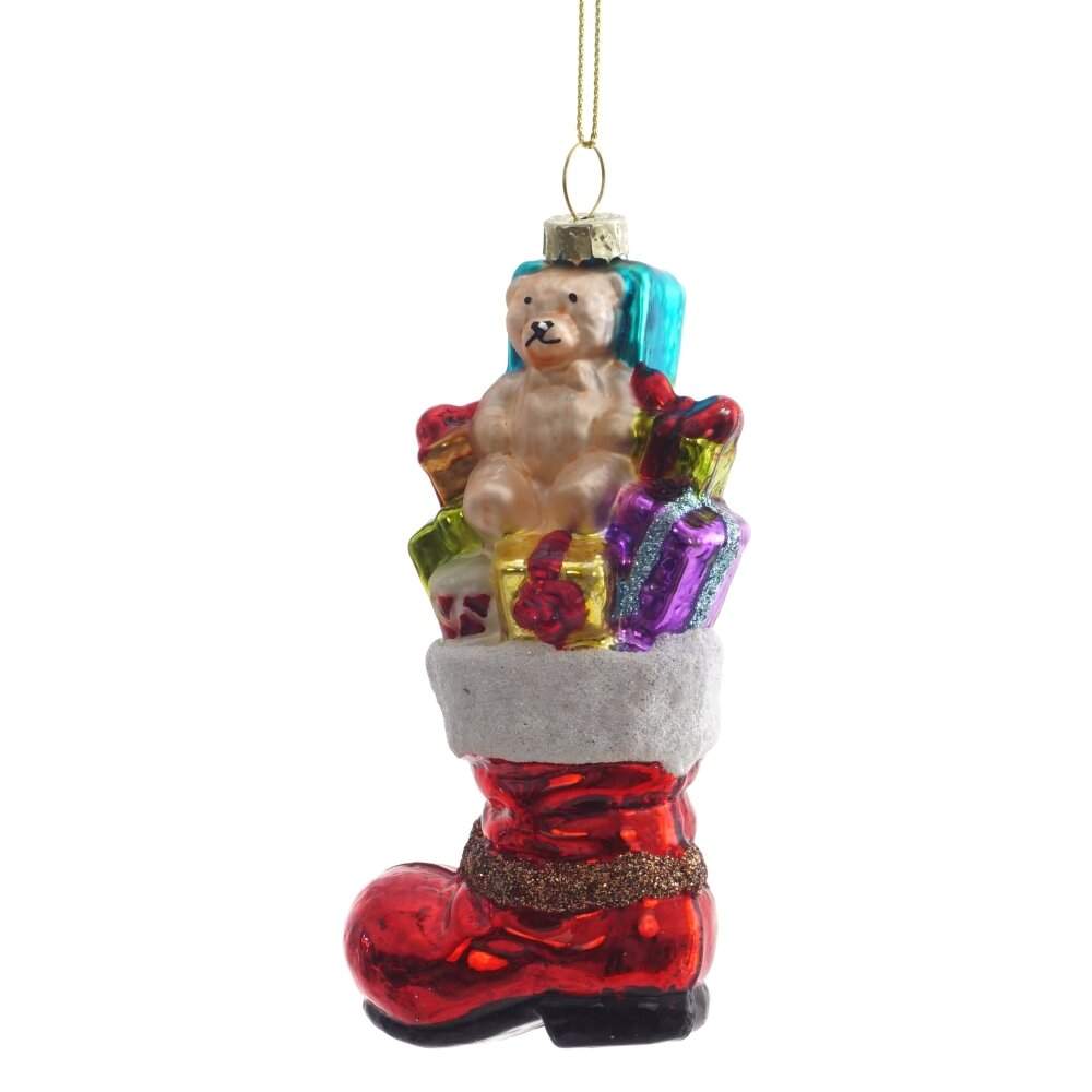 REMECO COLLECTION Игрушка елочная 813329 Сапог с подарками 7,5х4,5х12,5см (стекло)  