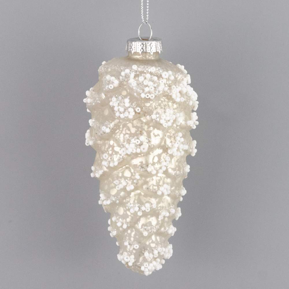 DECOLINE Игрушка елочная Шишка SH41075 шампань 13,5х5,5х5,5см (стекло) 