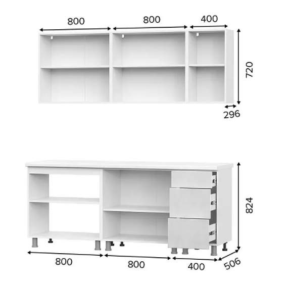 Кухня Модерн New 2,0м Белый/белый гл.Бруно/бел.глян.+стол.26 2000 дуб сонома+ручка С-42 черный