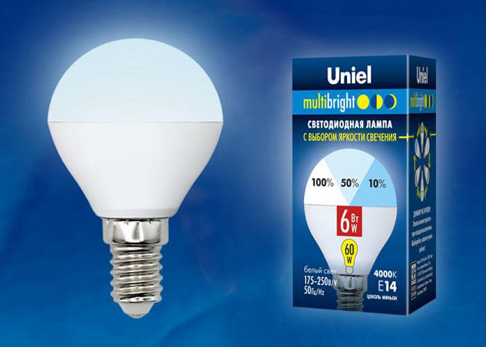 Лампа Uniel Multibright LED-G45- 6W/NW/E14/FR/MB  PLM11WH  UL-00002376