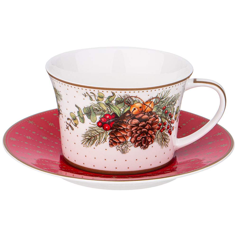 LEFARD Celebration Набор чайный 760-770 на 1 перс/2пр 250мл красный борт