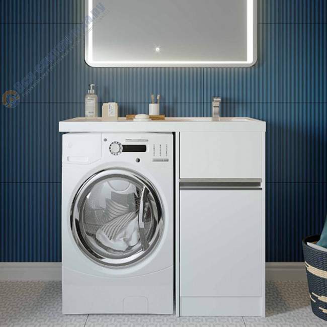 Тумба Лондри 40 п/стир.машину Дуб кантри+фасад Дуб Кантри+Раковина Лондри 105 бел.правая