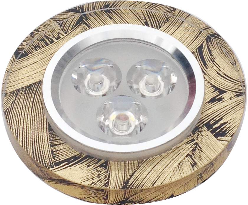 Светильник галогенный FT 815 LED 220B 3*1Вт  хром+прозр.центр+золото с черным 