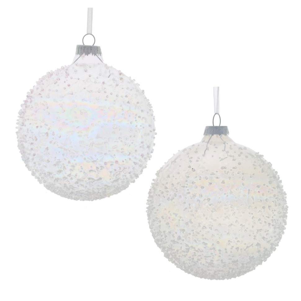 REMECO COLLECTION Игрушка елочная Шар 754069 Капельки белый стекло 10см 2 вида
