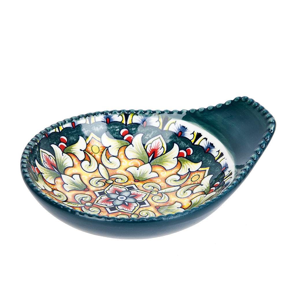 NOUVELLE HOME Arabesque зеленый Блюдце для оливок 0860020 12х10х3см