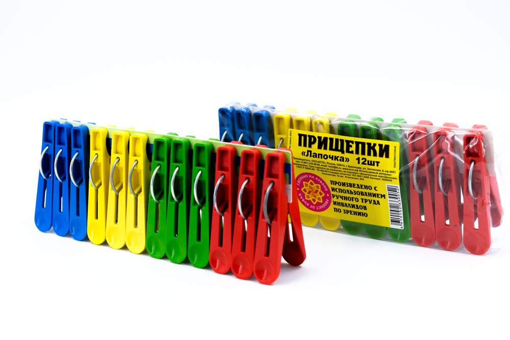 Прищепки д/белья Лапочка  12шт  ЛАП12 /906050 / 353957