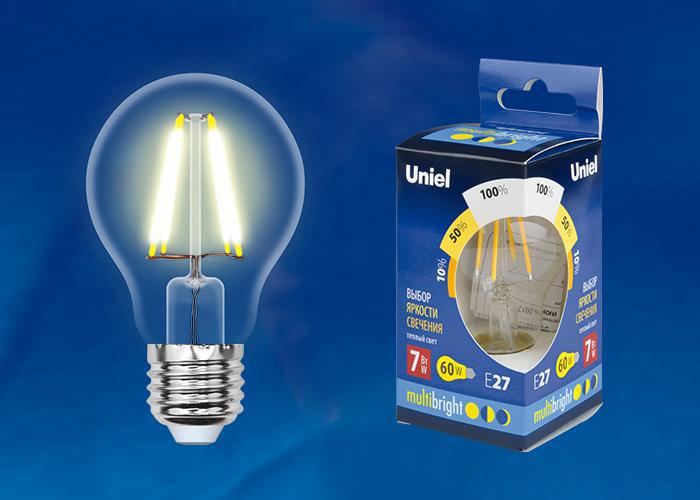 Лампа Uniel Multibright LED-A60- 7W/WW/E27/CL/MB  GLM10TR  UL-00002366