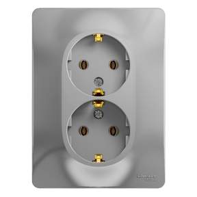 Розетка SE Glossa  Алюмин. 2-м  СП  с/з в сборе GSL000324