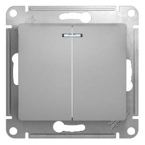 Выключатель SE Glossa  Алюм.  2-кл СП  10A IP20 10AX  с подсветкой GSL000353