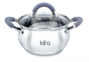 LARA Bell Кастрюля LR02-482 3,5л 20х11,5см капсул 5-слойное дно индукция /нерж/