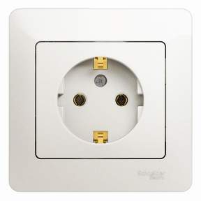 Розетка SE Glossa  Перламутр  1-м  с/з в сборе 16А  GSL000642