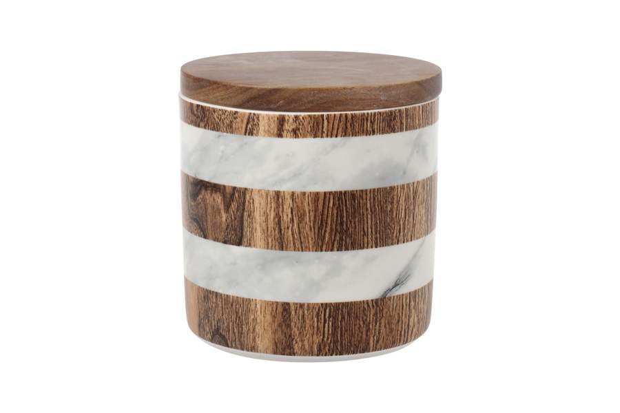 HOME & STYLE Банка д/сыпучих продуктов Wood&Marble 12х11,5см/700мл HS10-2262-1556A-M7