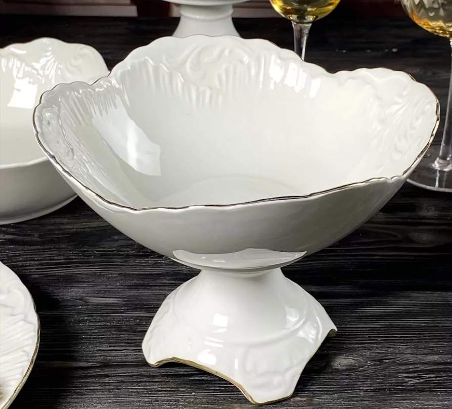 LENARDI Аврора Gold Ваза д/фруктов 305-074 на ножке 25,5см  