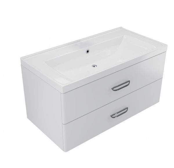 Тумба подвес. FUJI 100 + столеш. Grey Light 100 светло-серый (фаска)