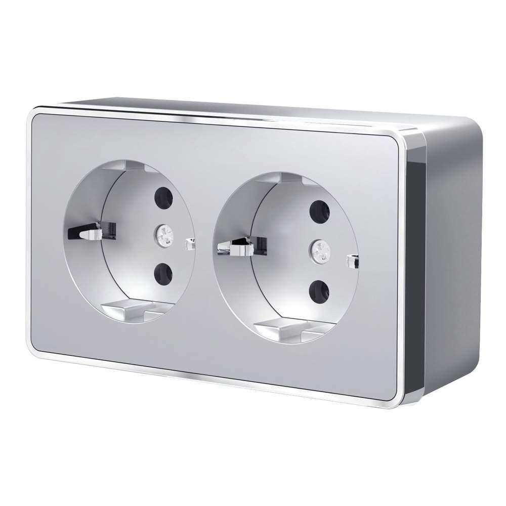 Розетка  Gallant двойная с/з (серебряный) -  W5072106