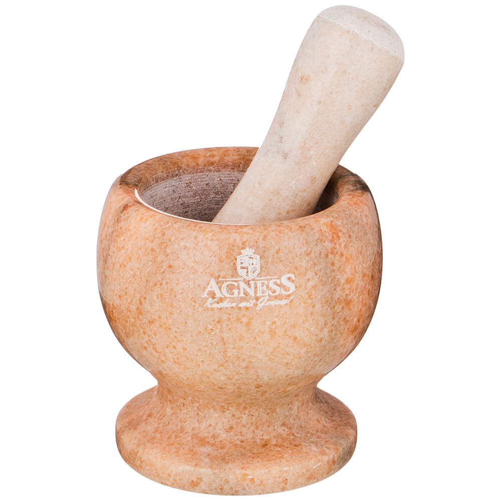 AGNESS Ступка 925-117 с пестиком мрамор 9х10см 