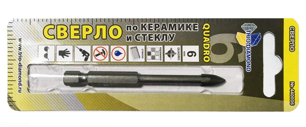 Сверло  по керамике и стеклу  квадро 4мм  440004