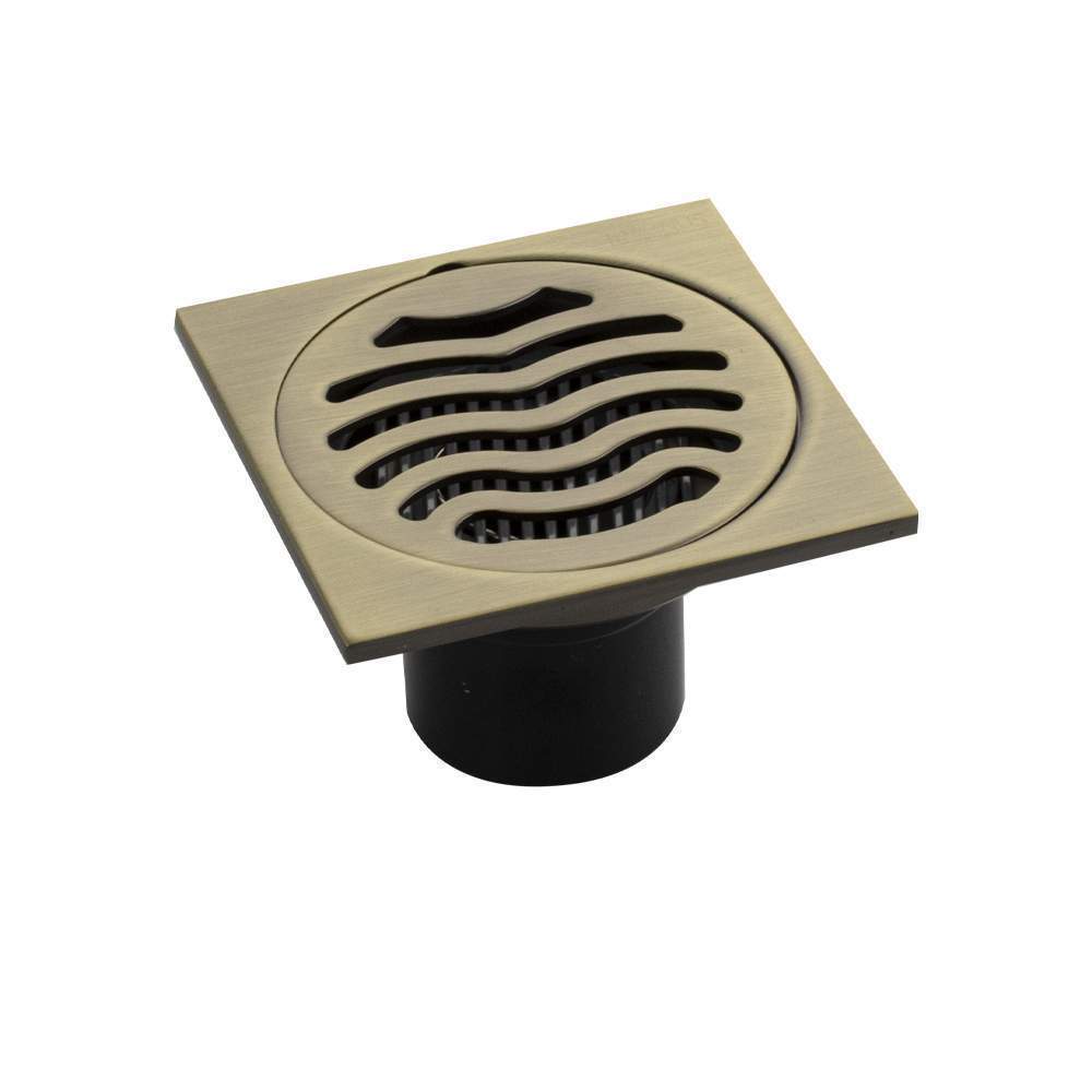 Трап MAGNUS  п/бронзу 100*100 выход 50мм верт.крышка решетка нерж.ст.  1160