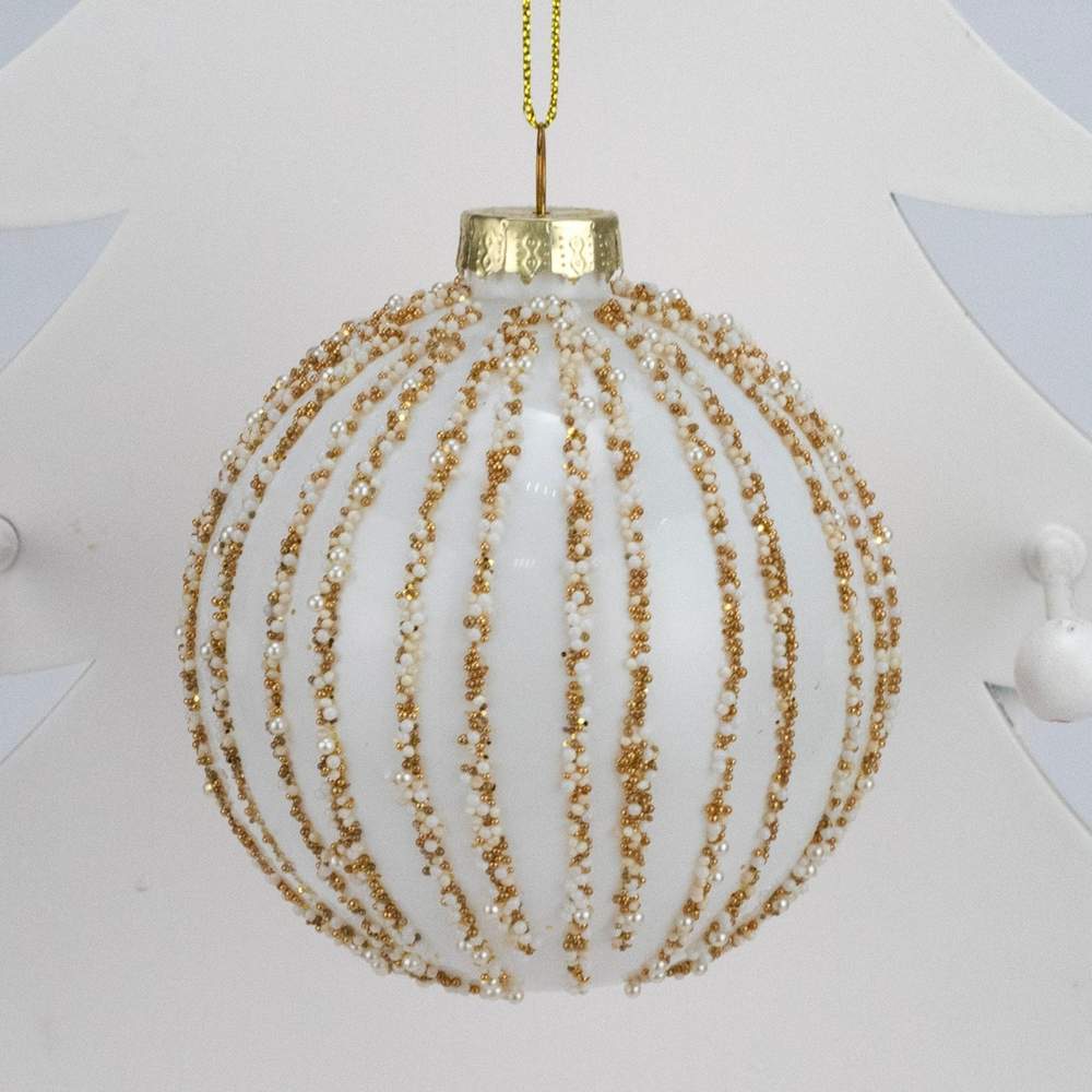 DECOLINE Игрушка елочная Шар 982412683 белый 8см (стекло) 