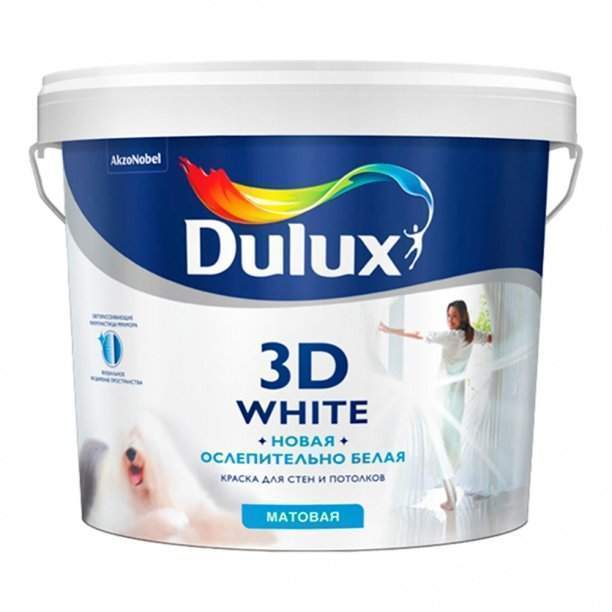 Краска Dulux / Luxium 3D White  для стен и потолков матовая база BW  5л