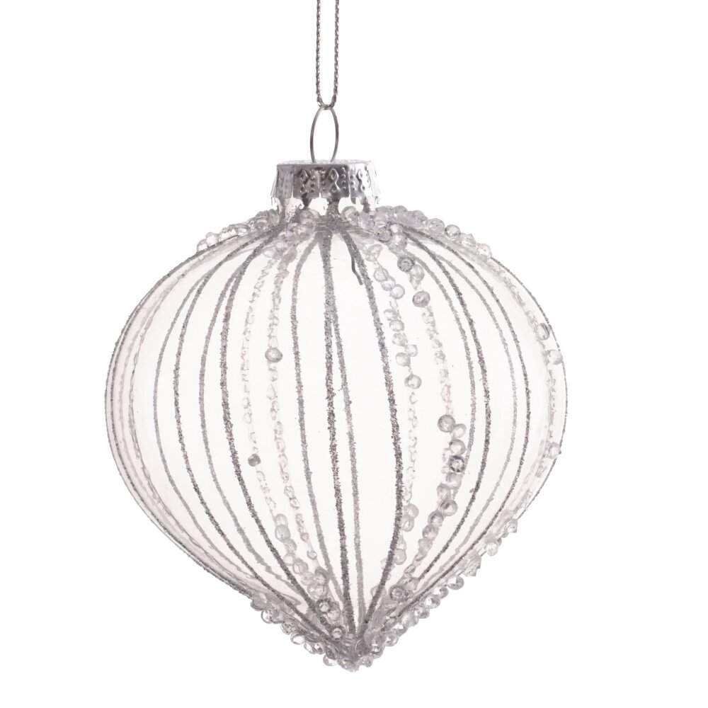 REMECO COLLECTION Игрушка елочная Луковица 809715 серебро/прозрачный стекло 8см 