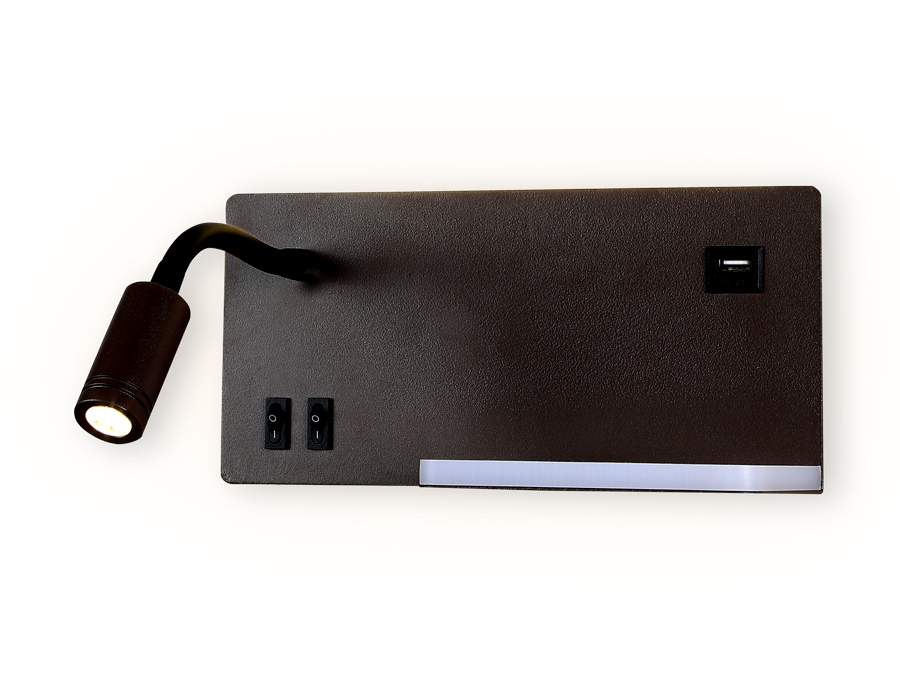 Св-к Бра MAYSUN FW293 CF/BK кофе/черный 5W+3W 260*150*110 настен.с выкл. LED 4200K