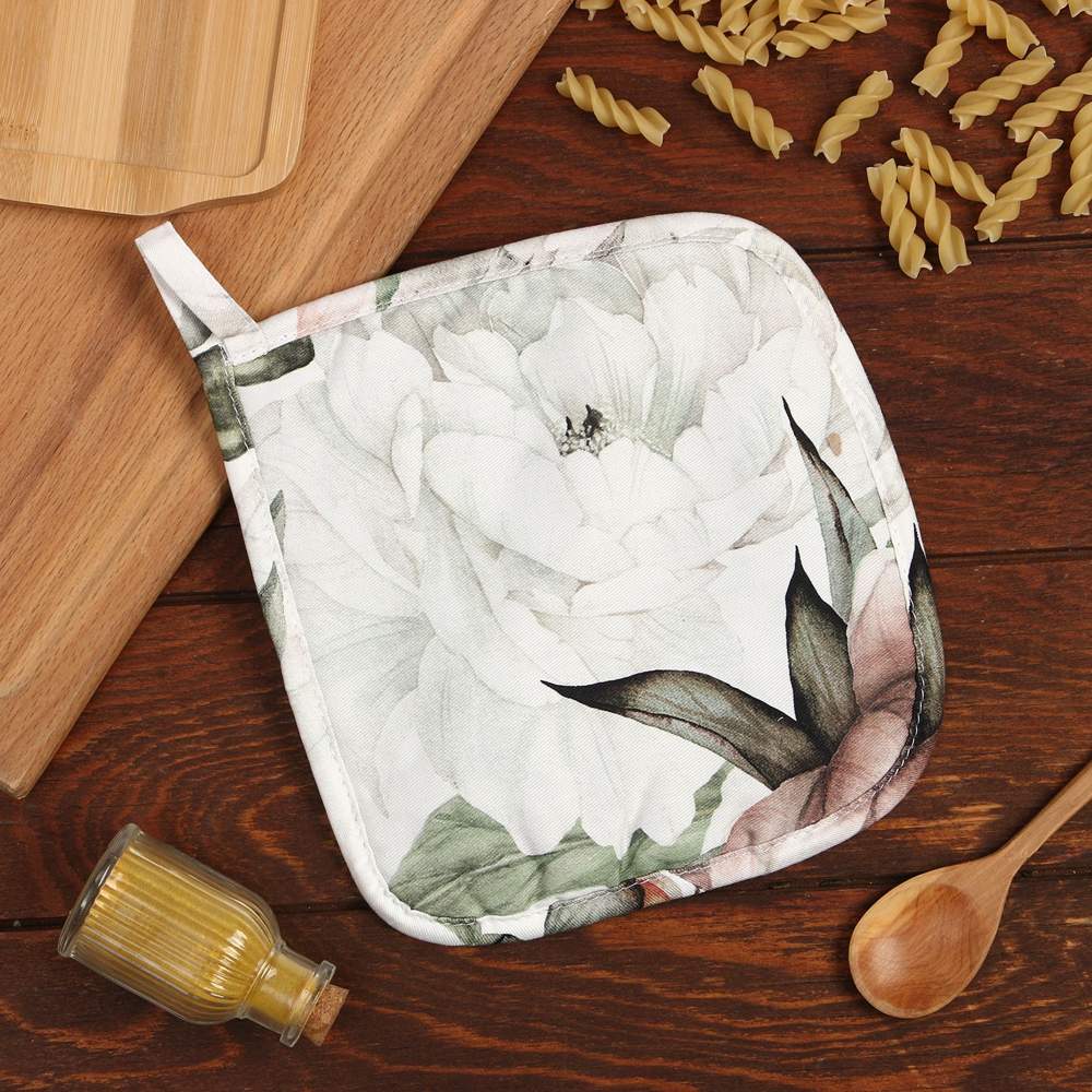 ЭТЕЛЬ Пионы Прихватка 19х19см саржа,100% хлопок 250г/м2 5376627