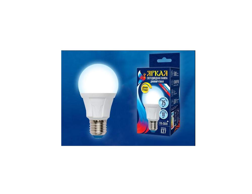 Лампа Uniel DIM LED-A60-10W/4000K/E27/FR PLP01WH  UL-00004286