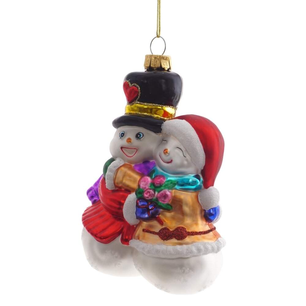 REMECO COLLECTION Игрушка елочная 809349 Снеговики 8,5х5х13,5см (стекло)  