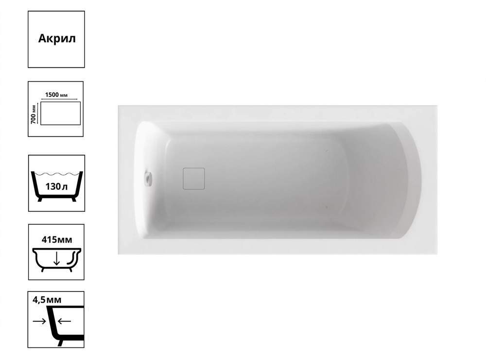 Ванна Аякс 150х75 + экран Аякс  150х70
