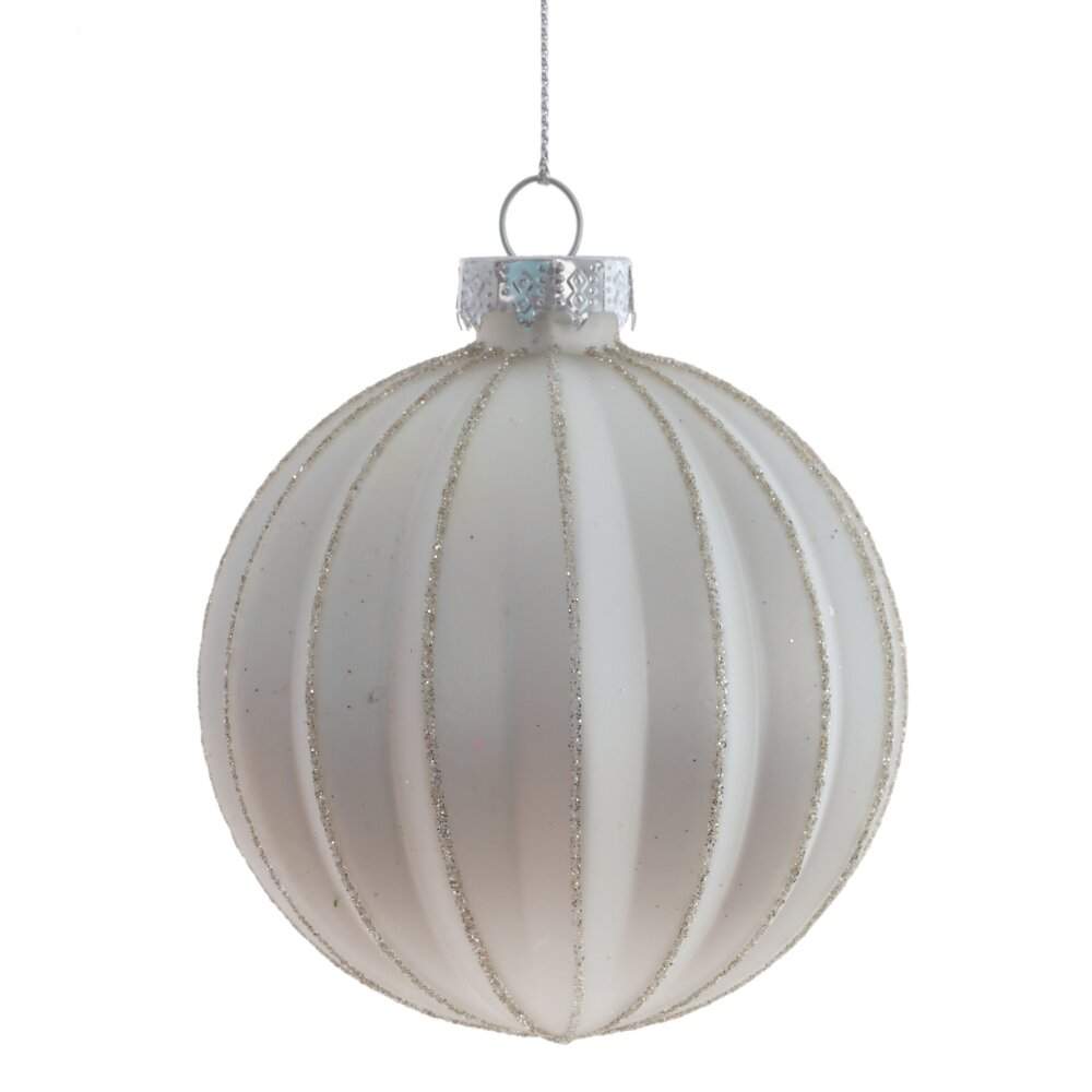 REMECO COLLECTION Игрушка елочная Шар 809749 белый/золото стекло 7см