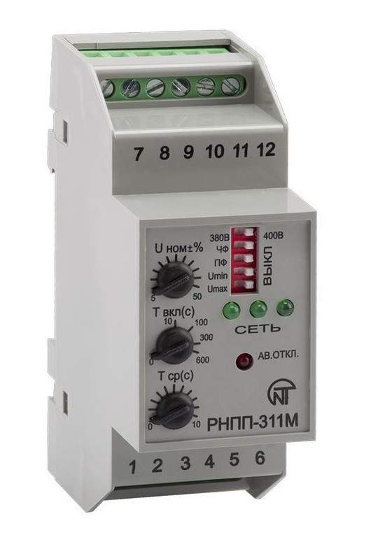 Реле напряжения РНПП-311М  3ф регулируемое переключен. выбора режимов