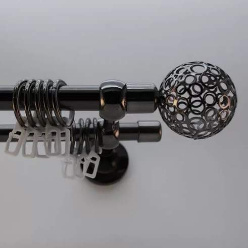 Карниз  DIY  28мм в сборе ТУ Черный никель двойной с наконечником 2,4