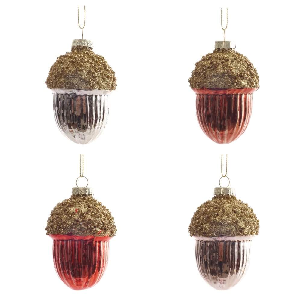 REMECO COLLECTION Игрушка елочная Желудь 805553 стекло 6х6х9см 4 вида
