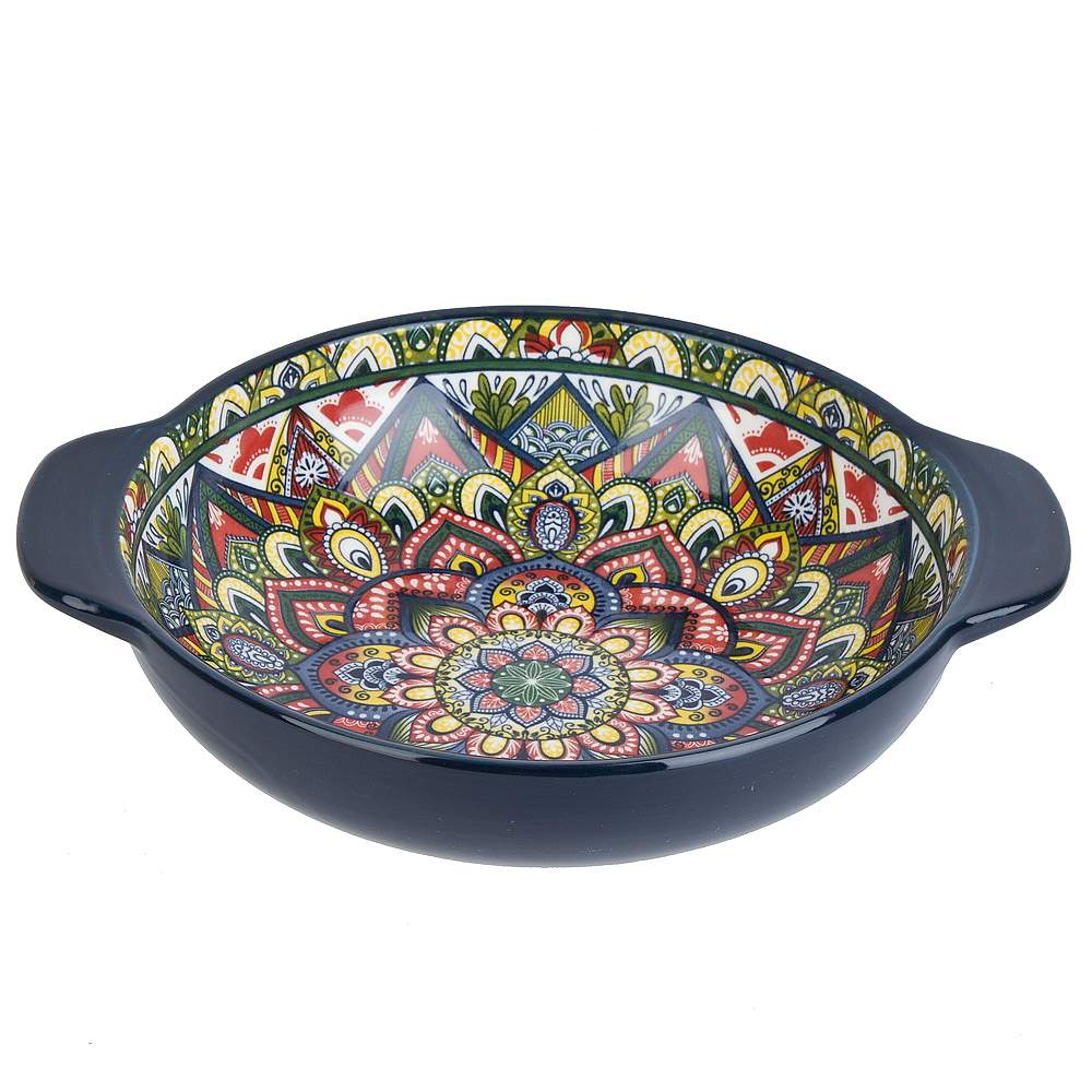 NOUVELLE HOME Arabesque синий Салатник 0860083 с ручками 1200мл 25х20,5х6см