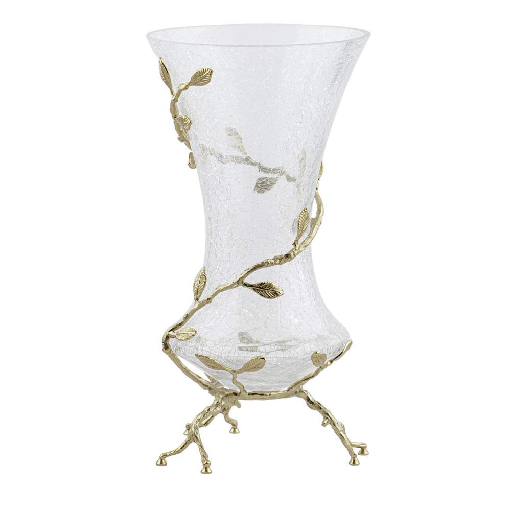 TAJ GLASS Белый обгез золото Ваза д/цветов 20х20х38см 61860/66151/N0031A