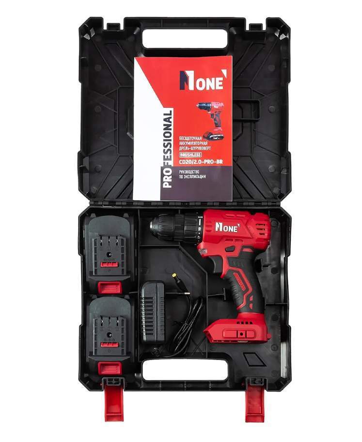 Шуруповерт NUMBER ONE CD 20/2.0-PRO-BR*  20V 2*2,0Ah бесщ.LED подсв 