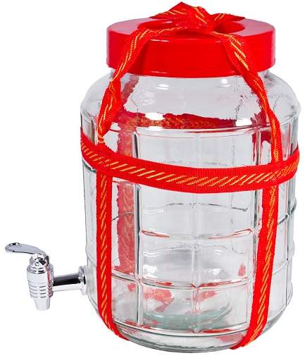 Банка стеклянная 9л с гидрозатвором и краном