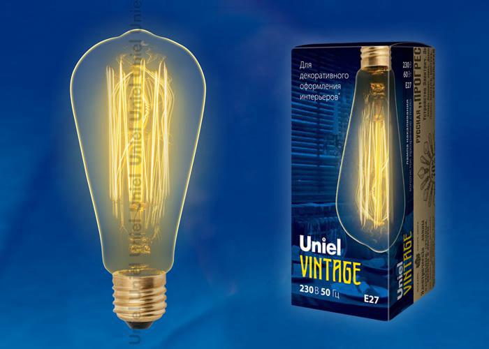 Лампа Uniel IL-V-ST64-60/Golden/E27 VW02 Vintage  UL-00000482