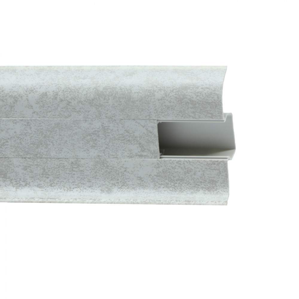 859    Плинтус с центр.каб.кан. 58мм Мрамор светлый