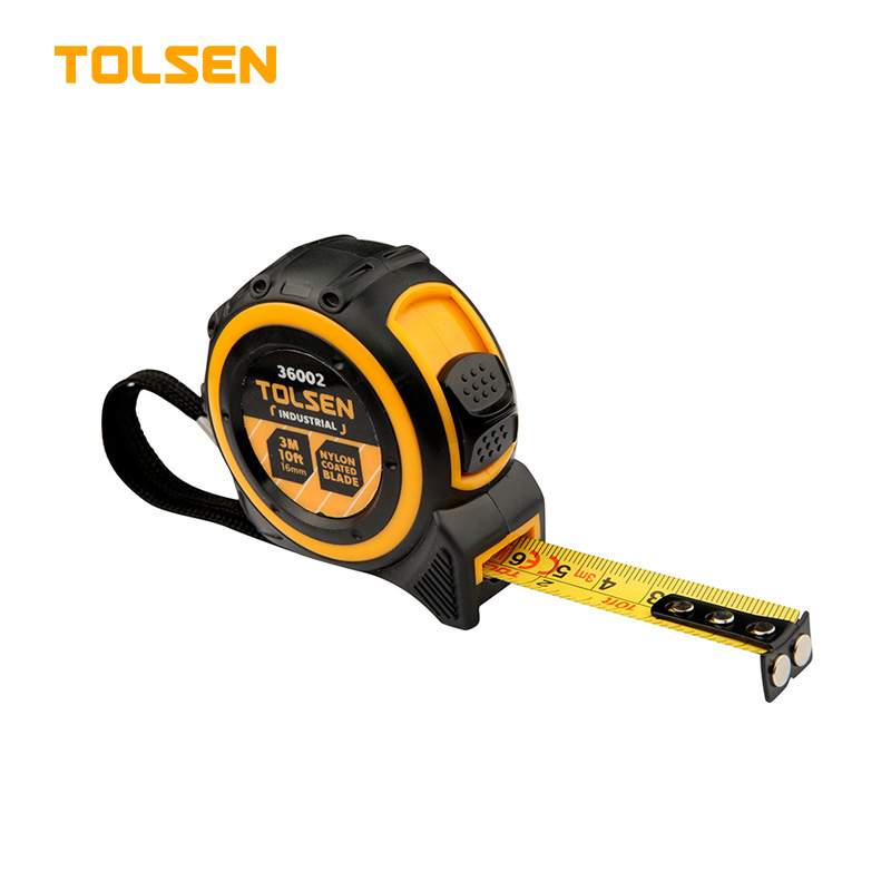Рулетка Industrial 10м х 25мм, двухкомп. корп., нейлон, магнит, II кл. точн. TOLSEN 36006